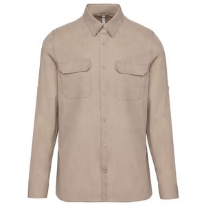 Kariban K590 - Camisa Safari manga larga hombre Beige