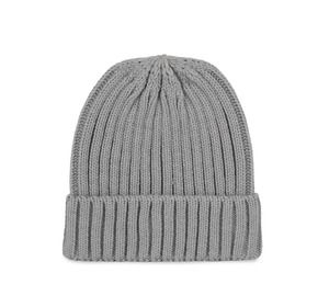 K-up KP953 - Gorro de punto canalé 2 x 1 con dobladillo Granite Grey