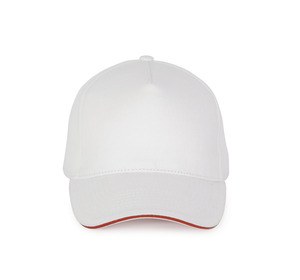 K-up KP189 - gorra de 5 paneles Blanco / Rojo