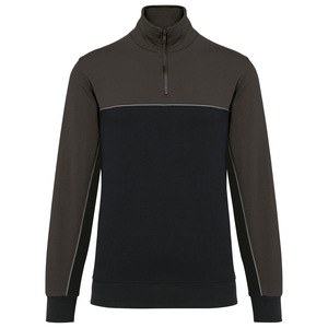 WK. Designed To Work WK404 - Sudadera cuello con cremallera ecorresponsable– Unisex Negro / Gris oscuro