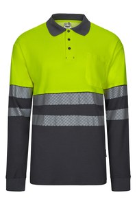 Velilla 305525 - POLO ALGODÓN BICOLOR ML RS GREY/HI-VIS YELLOW