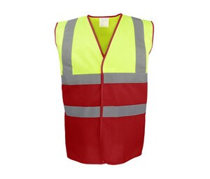 YOKO YK122 - HI VIS TWO TONE WAISTCOAT Hi Vis Yellow / Red