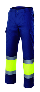 Velilla 157 - PANTALÓN BICOLOR AV MARINE BLUE/HI-VIS YELLOW