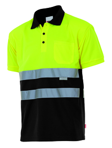 Velilla 173 - POLO BICOLOR MC AV BLACK/HI-VIS YELLOW