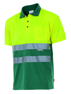 Velilla 173 - POLO BICOLOR MC AV GREEN/HI-VIS YELLOW