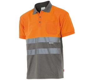 Velilla 173 - POLO BICOLOR MC AV GREY/HI-VIS ORANGE