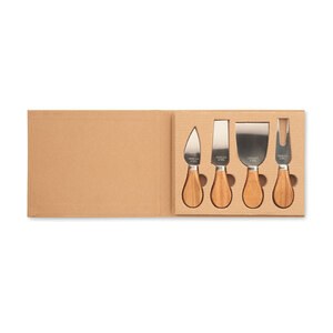 GiftRetail MO6953 - QUATTRO Set de 4 cuchillos para queso Wood