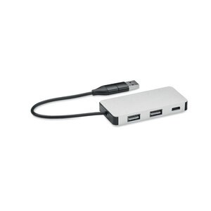 GiftRetail MO2142 - HUB-C HUB 3 puertos cable de 20 cm Plata