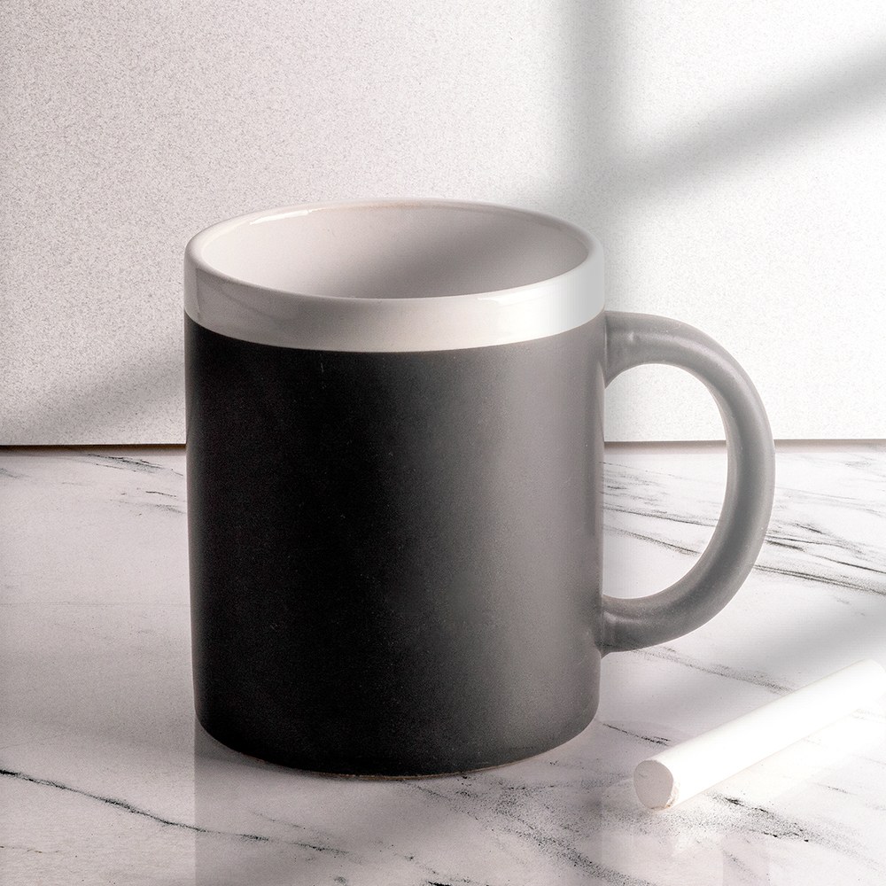 EgotierPro 28199 - Taza de cerámica 300 ml con tiza SLATE