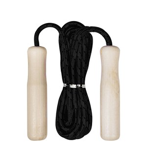 EgotierPro 38052 - Cuerda para Saltar con Mango de Madera JUMP Negro