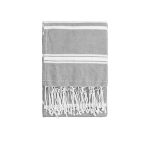 EgotierPro 39000 - Toalla Pareo Fouta 90x180 cm Algodón/Poliéster ZANZIBAR Gris