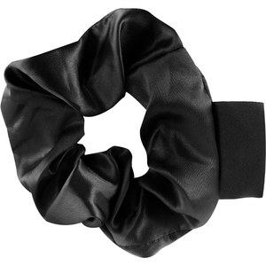 EgotierPro 52530 - Scrunchie de satén con etiqueta textil COMBIN Negro