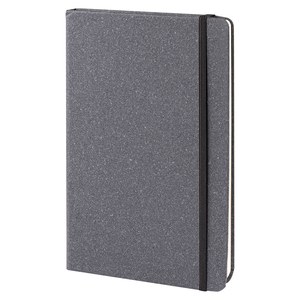 EgotierPro 52579 - Cuaderno A5 tapa dura de cuero reciclado con marcador y banda elástica ROGUE Negro