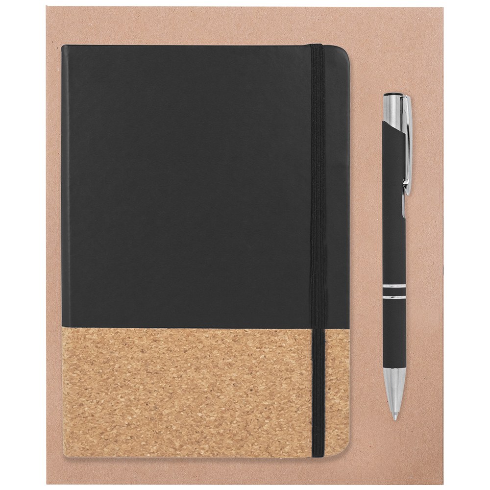 EgotierPro 53590 - Set de cuaderno de corcho y bolígrafo ECLIPSE