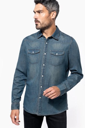 Kariban K519 - CAMISA DENIM DE MANGA LARGA PARA HOMBRE Camiseta Manga Larga Hombre