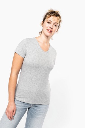 Kariban K3015 - Camiseta con elastán cuello de pico mujer