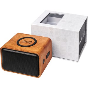 GiftRetail 124007 - Altavoz con base de carga inalámbrica de 3 W  "Wooden"