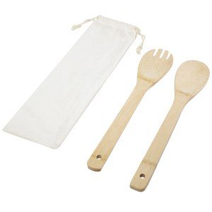 GiftRetail 113269 - Cuchara y tenedor de bambú para ensalada "Endiv"